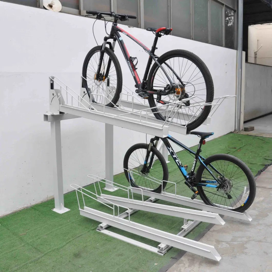 Galvanized Steel Gas Assisted 2 Tier Cycle Stacking Bicycle Racks